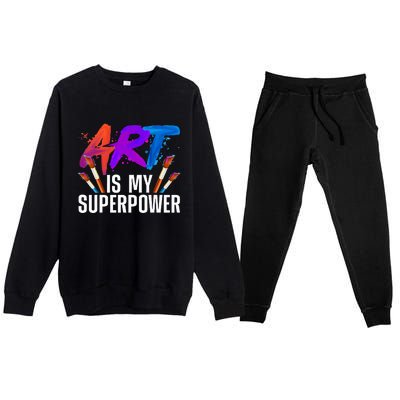 Cool Art Art Teacher Artist Painter Superpower Premium Crewneck Sweatsuit Set