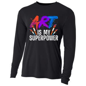 Cool Art Art Teacher Artist Painter Superpower Cooling Performance Long Sleeve Crew