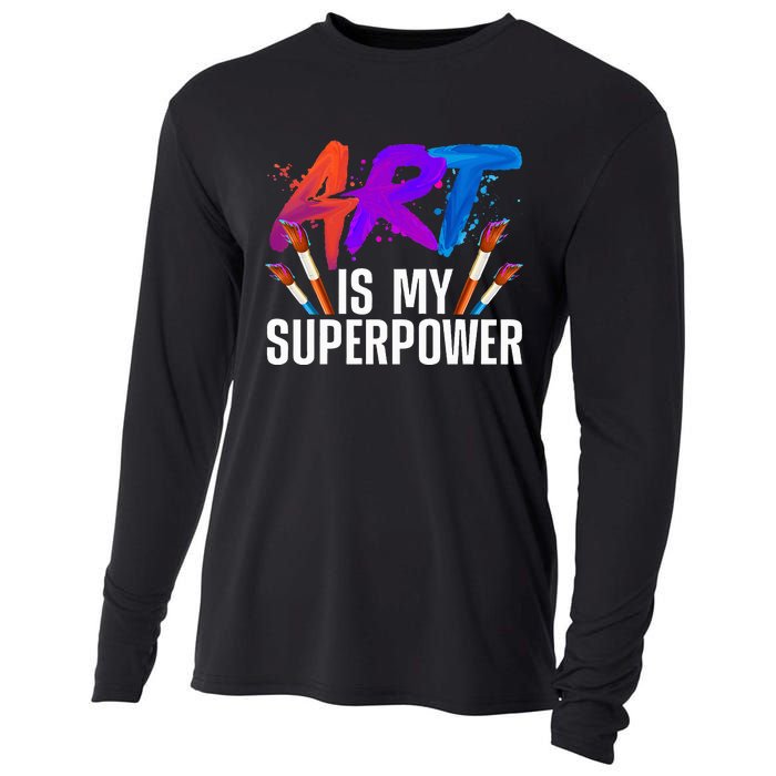 Cool Art Art Teacher Artist Painter Superpower Cooling Performance Long Sleeve Crew