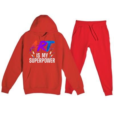 Cool Art Art Teacher Artist Painter Superpower Premium Hooded Sweatsuit Set