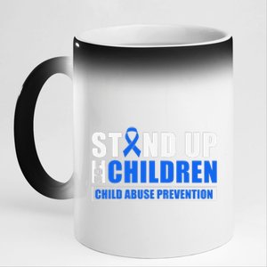 Child Abuse Awareness Month Blue Ribbon Gnome 11oz Black Color Changing Mug