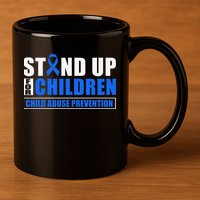 Child Abuse Awareness Month Blue Ribbon Gnome 11oz C Handle Ceramic Mug
