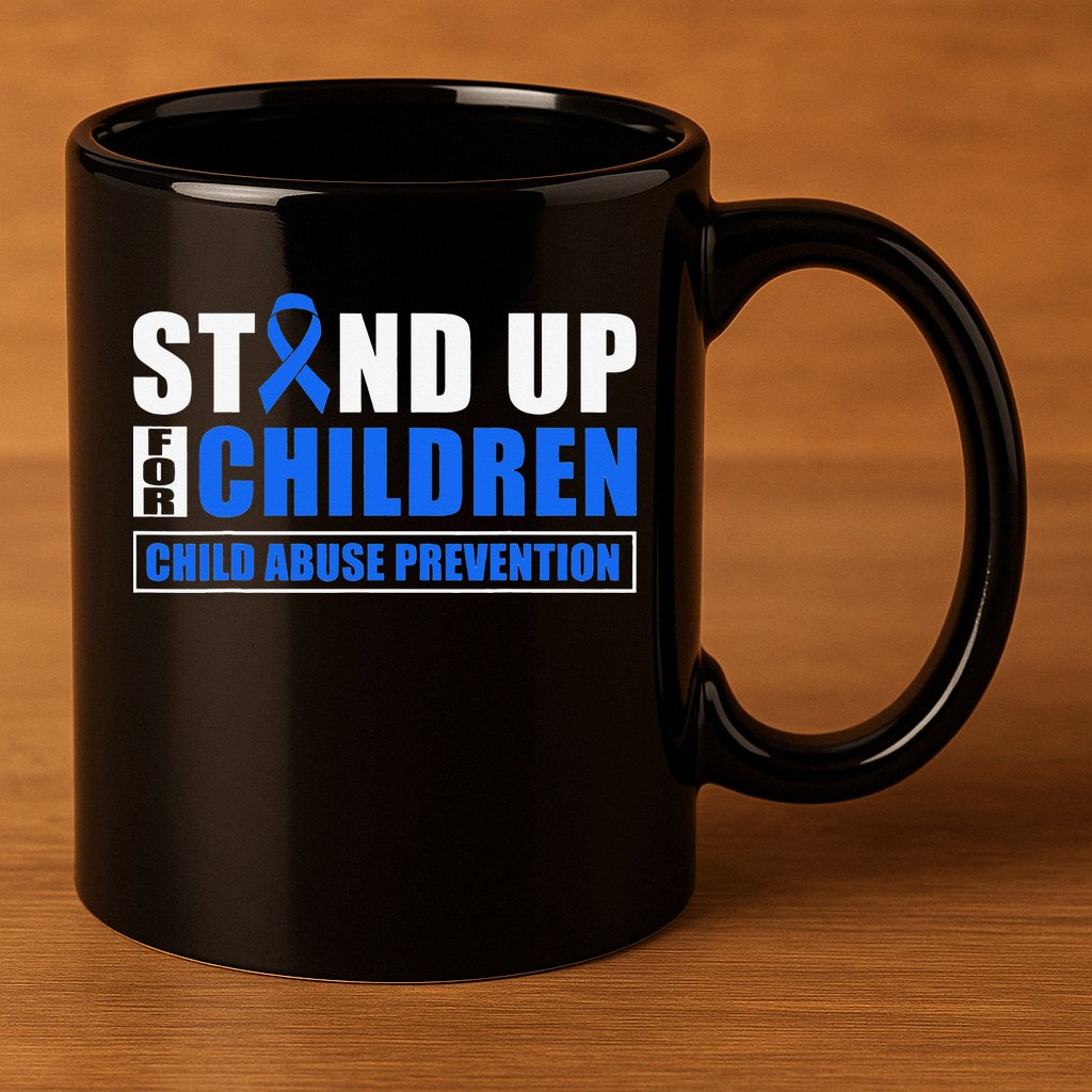 Child Abuse Awareness Month Blue Ribbon Gnome 11oz C Handle Ceramic Mug
