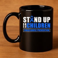 Child Abuse Awareness Month Blue Ribbon Gnome 11oz C Handle Ceramic Mug
