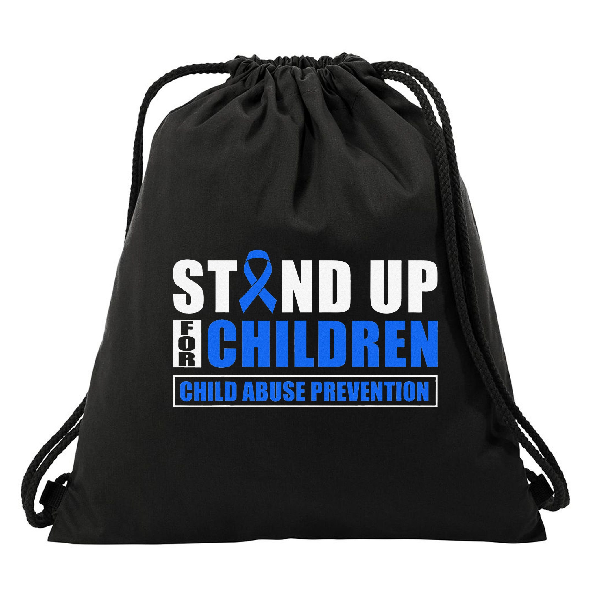 Child Abuse Awareness Month Blue Ribbon Gnome Drawstring Bag