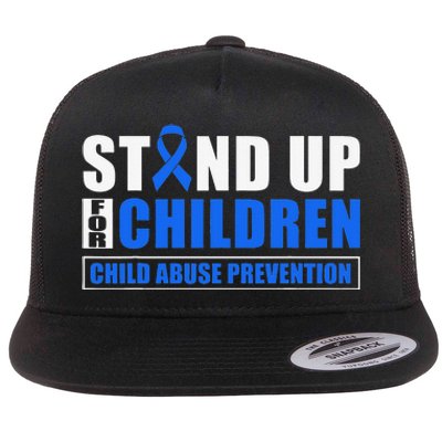 Child Abuse Awareness Month Blue Ribbon Gnome Flat Bill Trucker Hat