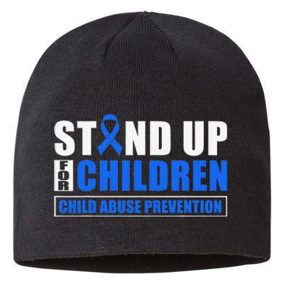 Child Abuse Awareness Month Blue Ribbon Gnome Sustainable Beanie