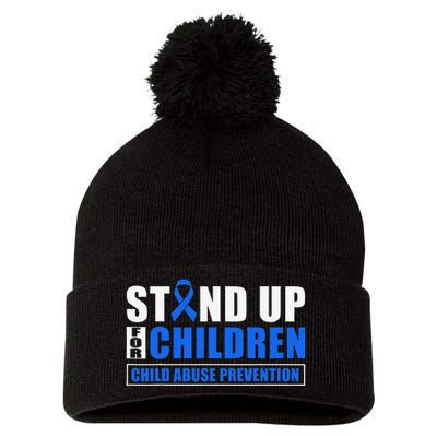 Child Abuse Awareness Month Blue Ribbon Gnome Pom Pom 12in Knit Beanie