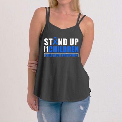 Child Abuse Awareness Month Blue Ribbon Gnome Women's Strappy Tank