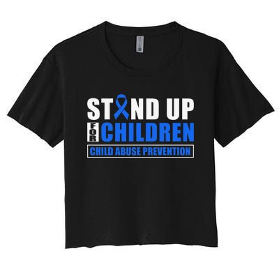 Child Abuse Awareness Month Blue Ribbon Gnome Women's Crop Top Tee