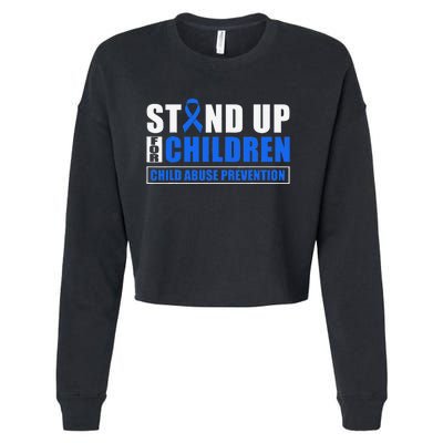 Child Abuse Awareness Month Blue Ribbon Gnome Cropped Pullover Crew