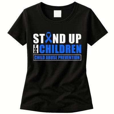 Child Abuse Awareness Month Blue Ribbon Gnome Womens T-Shirt
