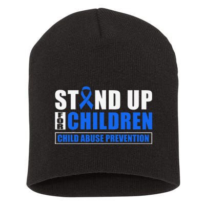 Child Abuse Awareness Month Blue Ribbon Gnome Short Acrylic Beanie