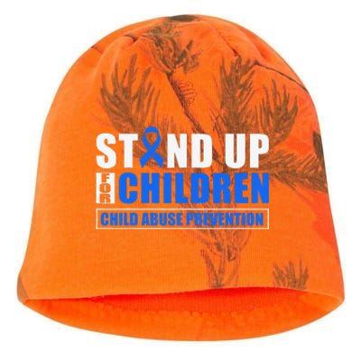 Child Abuse Awareness Month Blue Ribbon Gnome Kati - Camo Knit Beanie