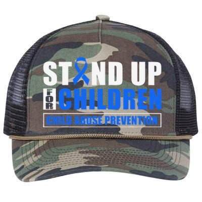 Child Abuse Awareness Month Blue Ribbon Gnome Retro Rope Trucker Hat Cap