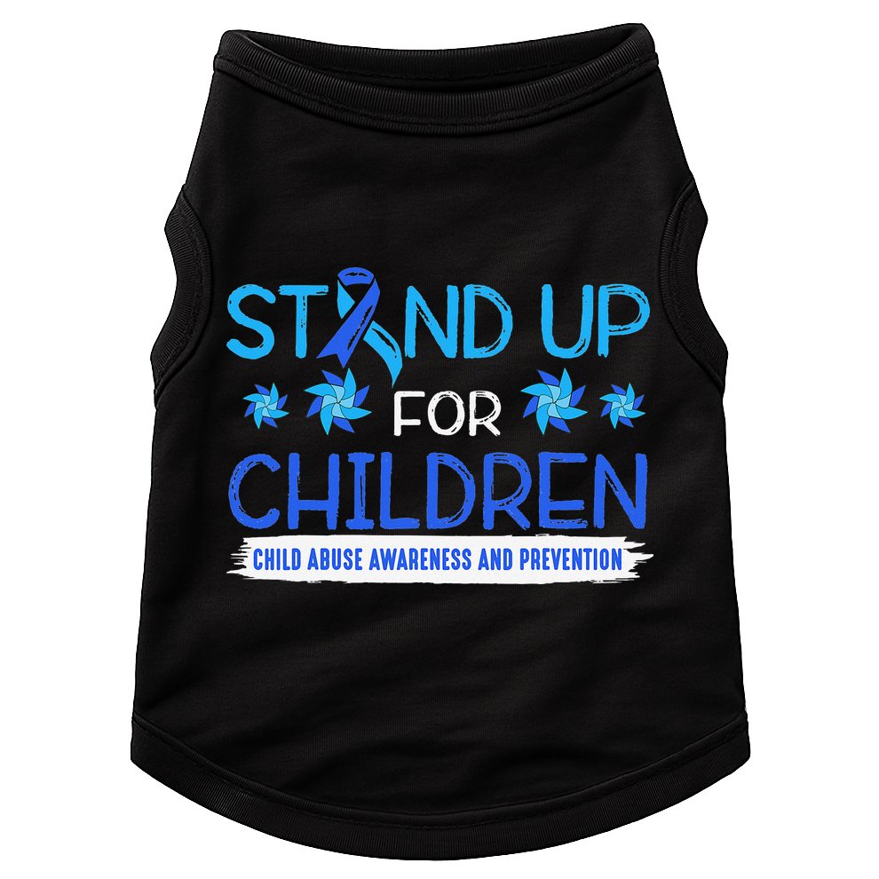 Child Abuse Awareness Pinwheels Blue Ribbon I'm Their Voice Premium Doggie Tank