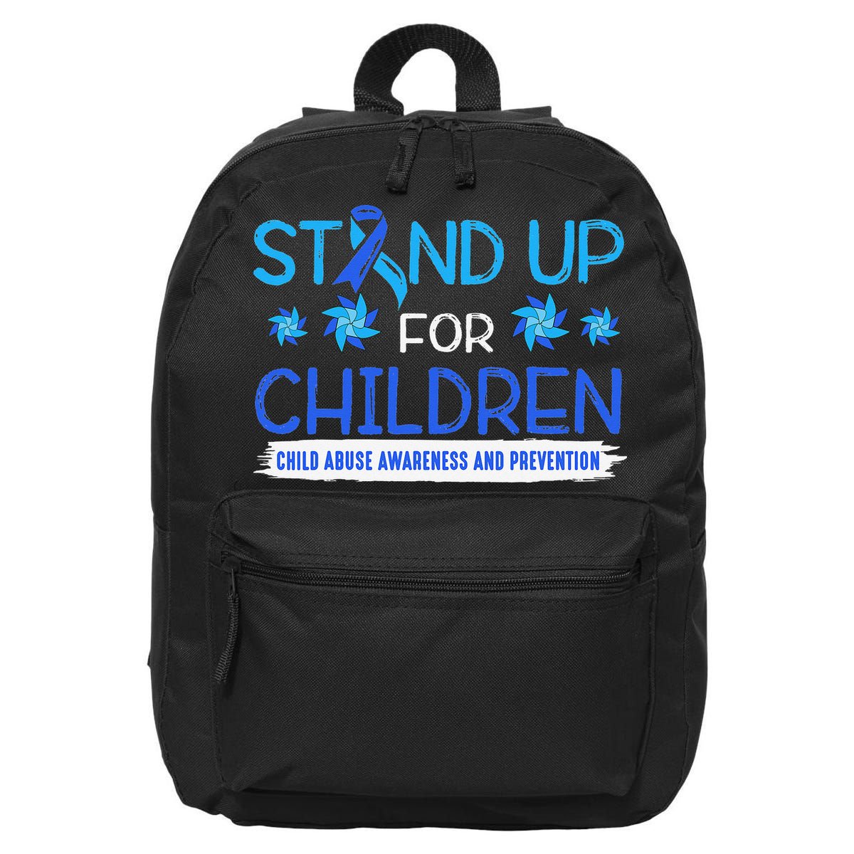 Child Abuse Awareness Pinwheels Blue Ribbon I'm Their Voice Premium 16 in Basic Backpack