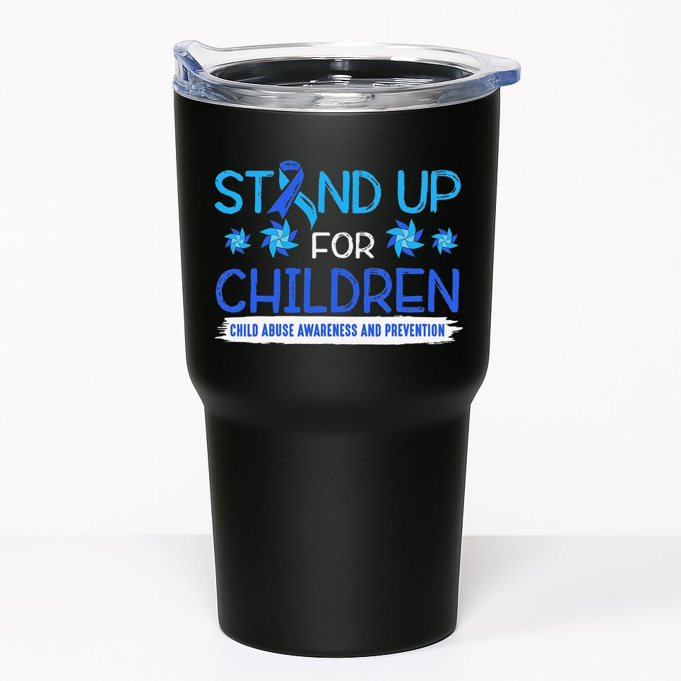 Child Abuse Awareness Pinwheels Blue Ribbon I'm Their Voice Premium Tumbler