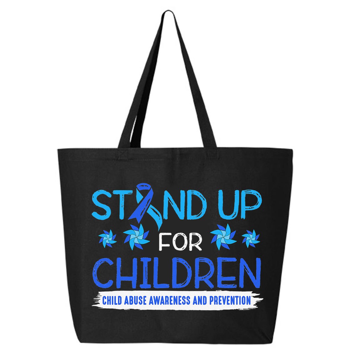 Child Abuse Awareness Pinwheels Blue Ribbon I'm Their Voice Premium 25L Jumbo Tote