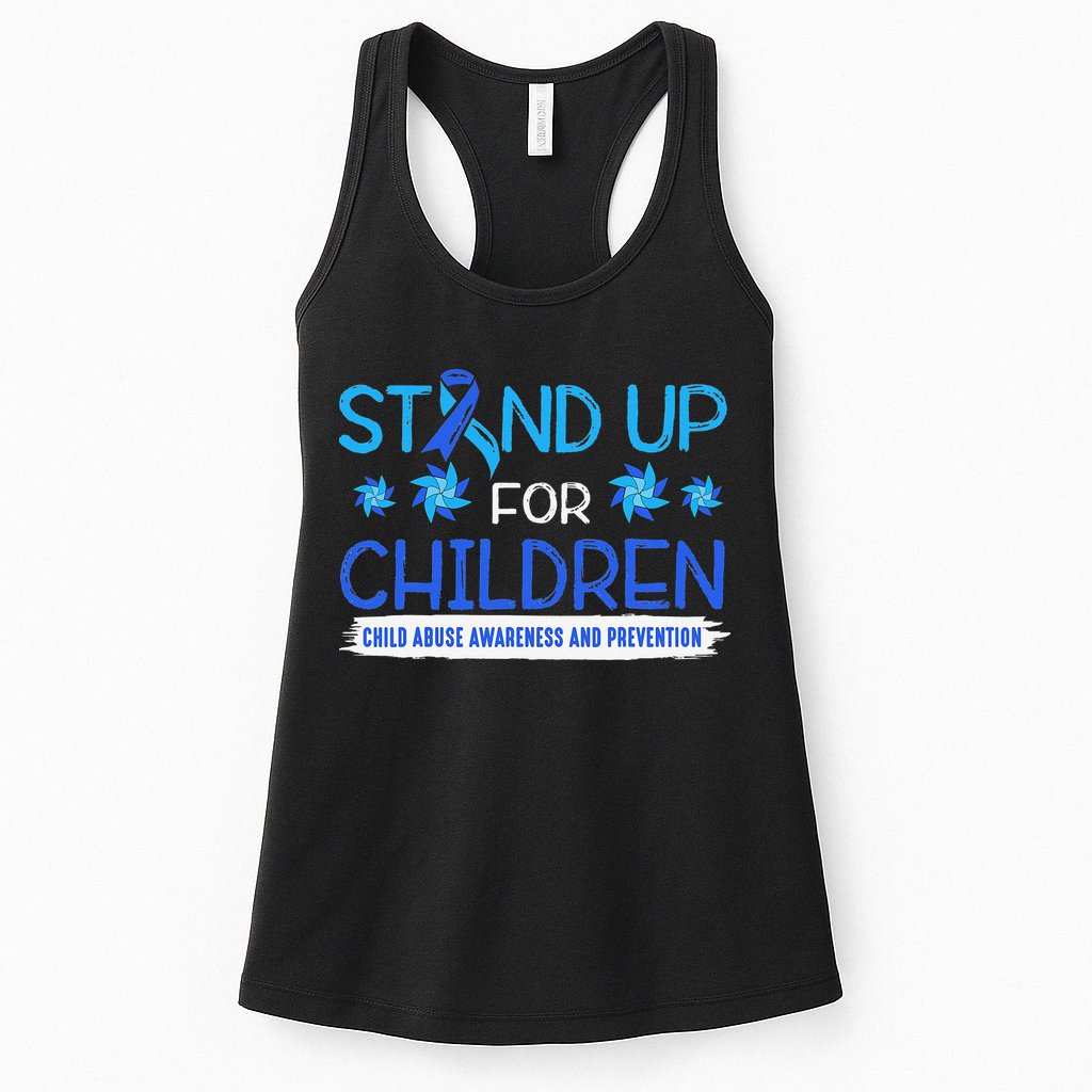 Child Abuse Awareness Pinwheels Blue Ribbon I'm Their Voice Premium Womens Tank Top