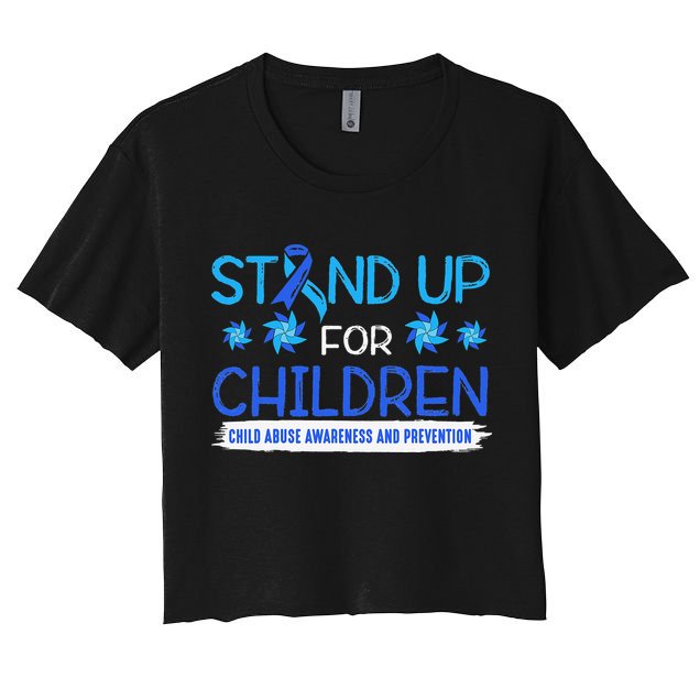 Child Abuse Awareness Pinwheels Blue Ribbon I'm Their Voice Premium Crop Top