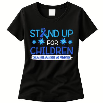 Child Abuse Awareness Pinwheels Blue Ribbon I'm Their Voice Premium Womens T-Shirt