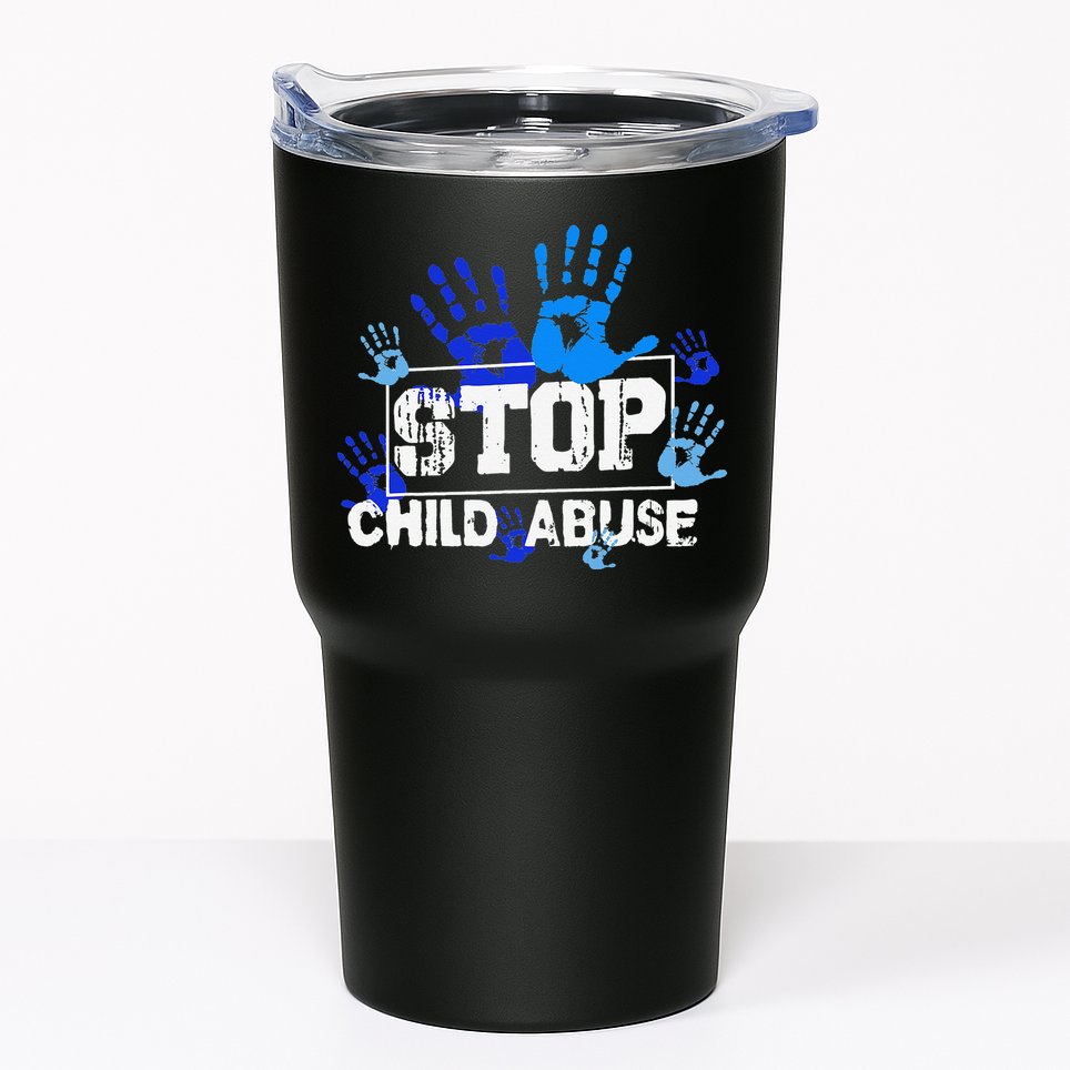 Child Abuse Awareness Warrior Blue Heart Domestic Violence Tumbler