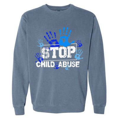 Child Abuse Awareness Warrior Blue Heart Domestic Violence Garment-Dyed Sweatshirt