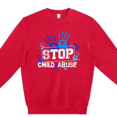 Child Abuse Awareness Warrior Blue Heart Domestic Violence Premium Crewneck Sweatshirt