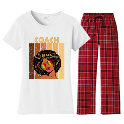 Coach Afro African American Women Black History Month Women's Flannel Pajama Set