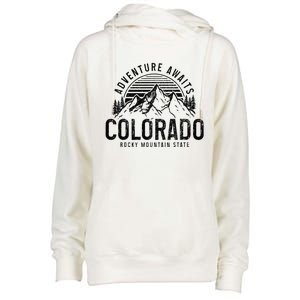 Colorado Adventure Awaits Hiking Rocky Mountains State Womens Funnel Neck Pullover Hood