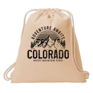 Colorado Adventure Awaits Hiking Rocky Mountains State Drawstring Bag