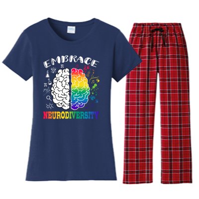 Cool Autism Awareness Month With Embrace Neurodiversity Brain Women's Flannel Pajama Set