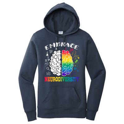 Cool Autism Awareness Month With Embrace Neurodiversity Brain Women's Pullover Hoodie