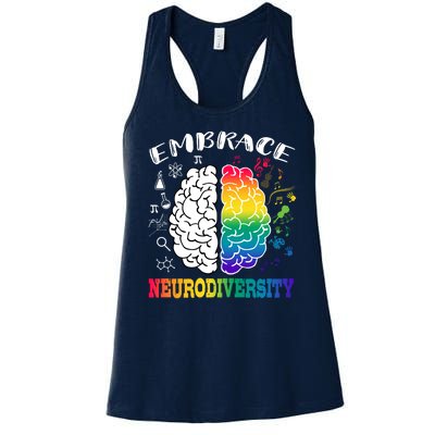 Cool Autism Awareness Month With Embrace Neurodiversity Brain Women's Racerback Tank