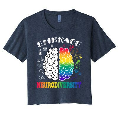 Cool Autism Awareness Month With Embrace Neurodiversity Brain Women's Crop Top Tee