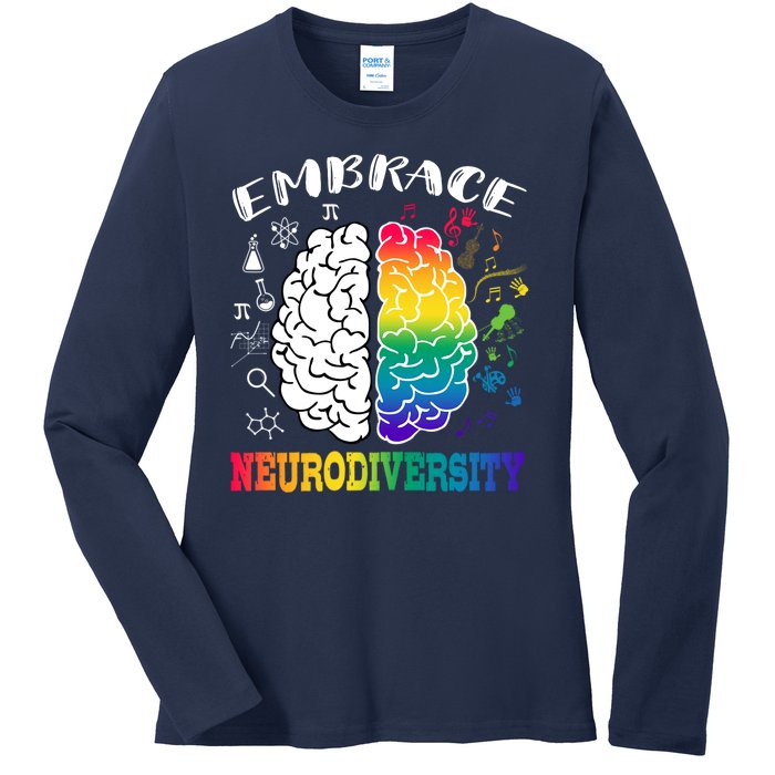 Cool Autism Awareness Month With Embrace Neurodiversity Brain Ladies Long Sleeve Shirt