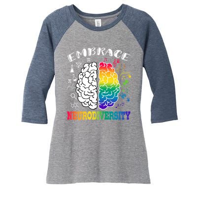 Cool Autism Awareness Month With Embrace Neurodiversity Brain Women's Tri-Blend 3/4-Sleeve Raglan Shirt