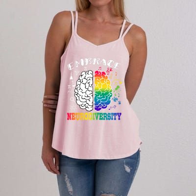 Cool Autism Awareness Month With Embrace Neurodiversity Brain Women's Strappy Tank