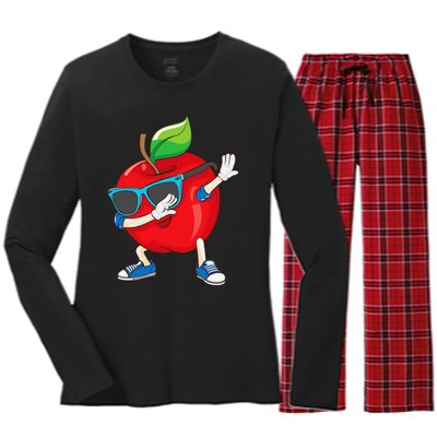 Cool Apple Art Apple Picking Apple Lover Gift Women's Long Sleeve Flannel Pajama Set 