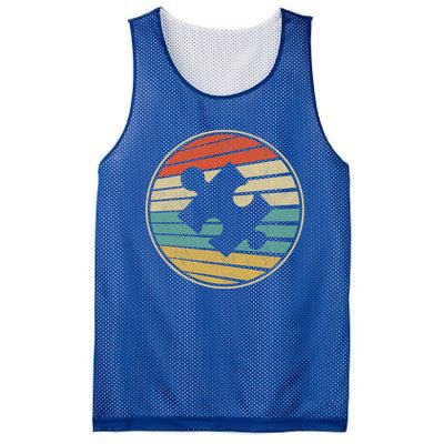 Cute Autism Awareness Vintage 70s 80s Autism Mom Dad Puzzle Gift Mesh Reversible Basketball Jersey Tank