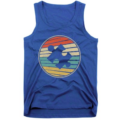 Cute Autism Awareness Vintage 70s 80s Autism Mom Dad Puzzle Gift Tank Top