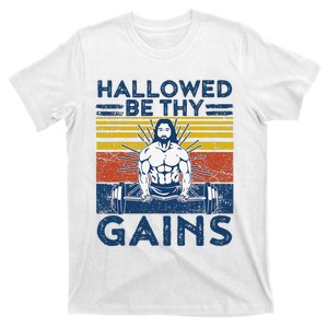 Christian Athlete Apparel Gym Hallowed Be Thy Gains Jesus T-Shirt