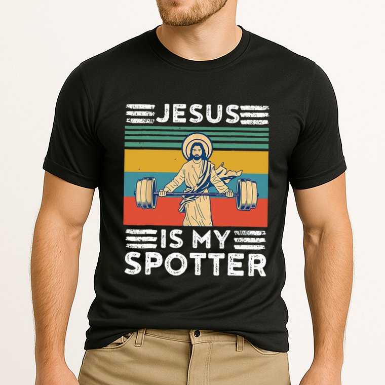 Christian Athlete Apparel Workout Gym Jesus Is My Spotter Cooling Performance Crew T-Shirt