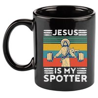 Christian Athlete Apparel Workout Gym Jesus Is My Spotter 11oz C Handle Ceramic Mug