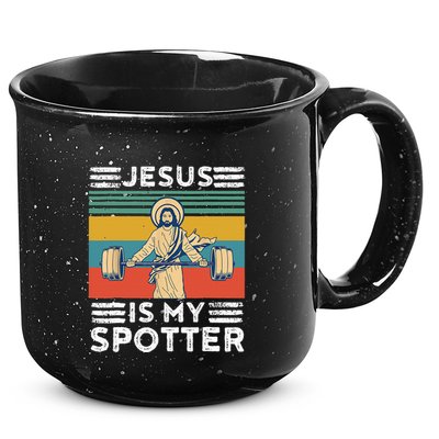 Christian Athlete Apparel Workout Gym Jesus Is My Spotter 15oz Campfire Ceramic Mug