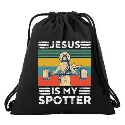 Christian Athlete Apparel Workout Gym Jesus Is My Spotter Drawstring Bag