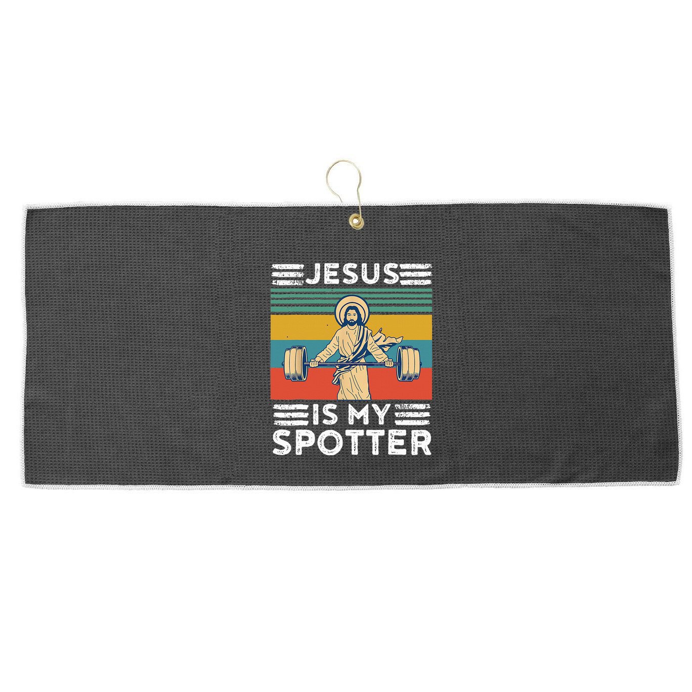 Christian Athlete Apparel Workout Gym Jesus Is My Spotter Large Microfiber Waffle Golf Towel
