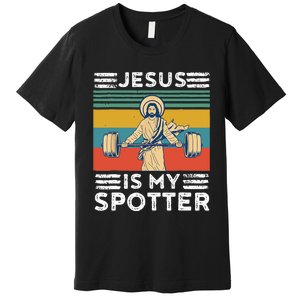 Christian Athlete Apparel Workout Gym Jesus Is My Spotter Premium T-Shirt