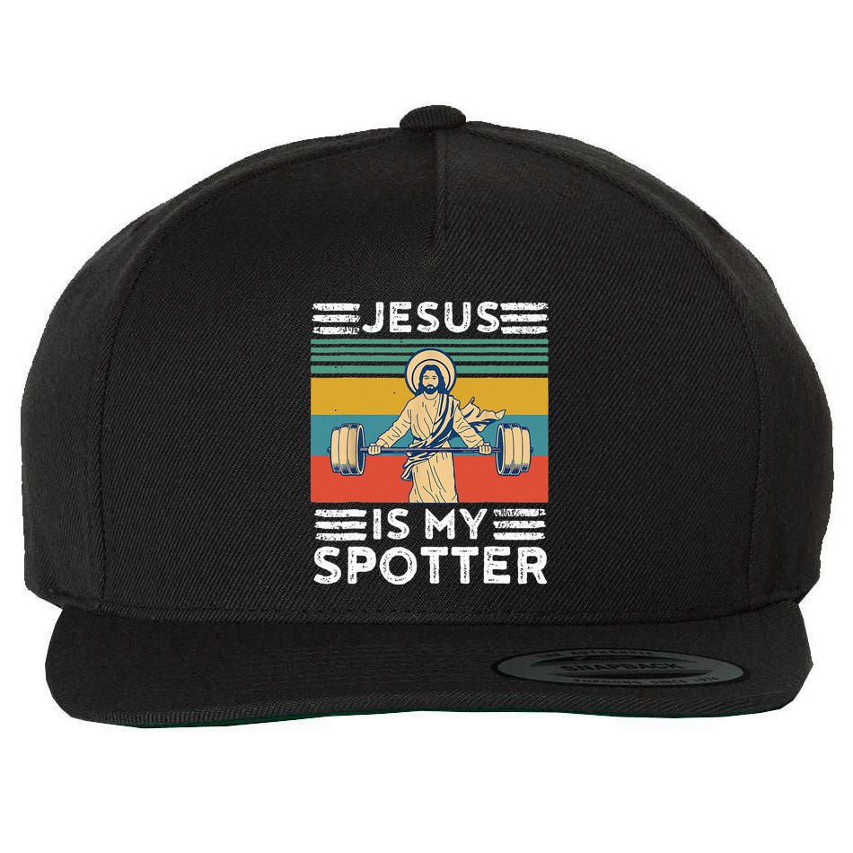 Christian Athlete Apparel Workout Gym Jesus Is My Spotter Wool Snapback Cap